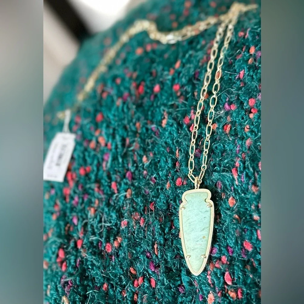Kendra Scott Skylar Pendant Necklace NWT — Gold Tone Long Chain Turquoise